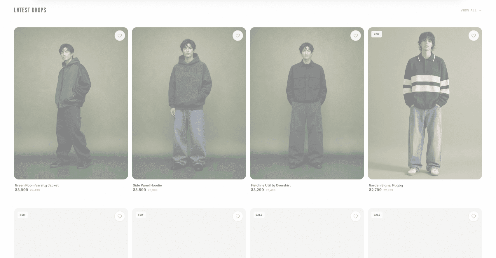 WhyClub desktop product grid with rounded product cards